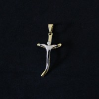 Pingente Folheado Ouro 18K Cruz com Cristo 2x4,5cm