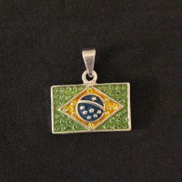 Pingente Prata 925 Bandeira do Brasil