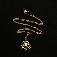COLAR145607C Colar Folheado a Ouro Flor de Lotus 55cm
