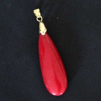 Pingente Folheado a Ouro 18k com Pedra Natural Jade Vermelha