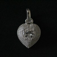 Pingente prata 925 coração com zirconia