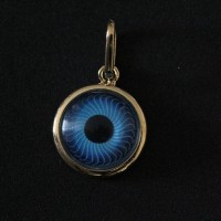 Pingente folhado ouro 18k olho grego azul